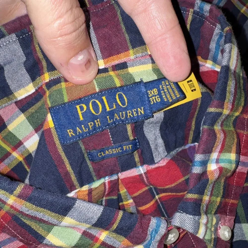 Polo Ralph Lauren Shirt Mens 3XB Classic Fit Plaid Long Sleeve Button Down EUC